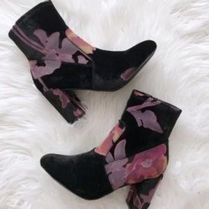 Steve Madden Floral Velvet Heel Boots